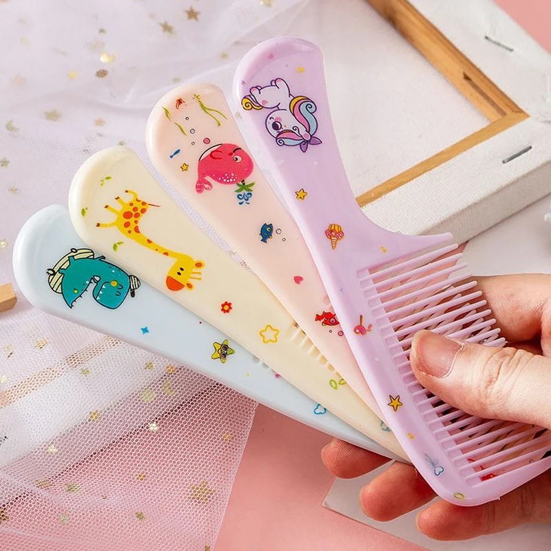 Cartoon Animals Kids Hair Combs Set Girls Hairdressing Comb Portable AntiStatic Plastic Comb With P 4