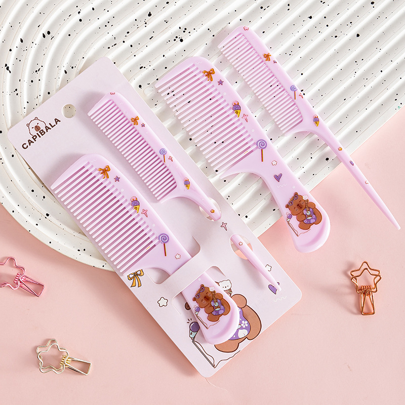 Cartoon Animals Kids Hair Combs Set Girls Hairdressing Comb Portable AntiStatic Plastic Comb With P 7