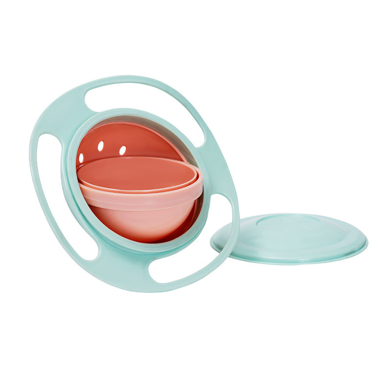 Childrens Rotary Balance Gyro Bowl Rotate Spill Proof Feeding Dish For Baby Training 6