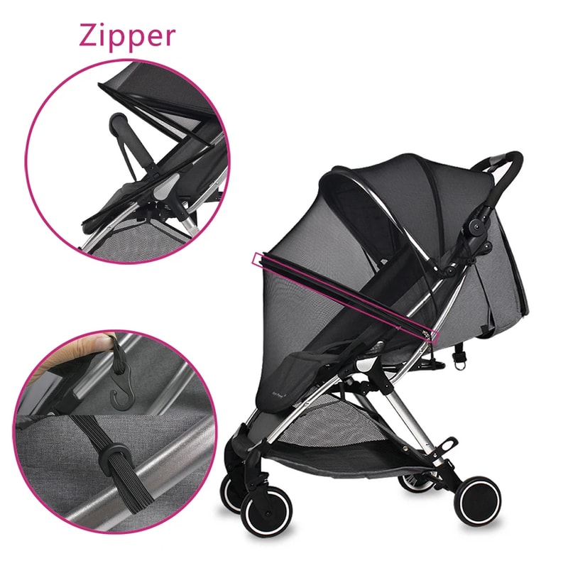 Universal Summer Mesh Zipper Baby Stroller Mosquito Net Full Cover Insect Protection For Bebies Pra