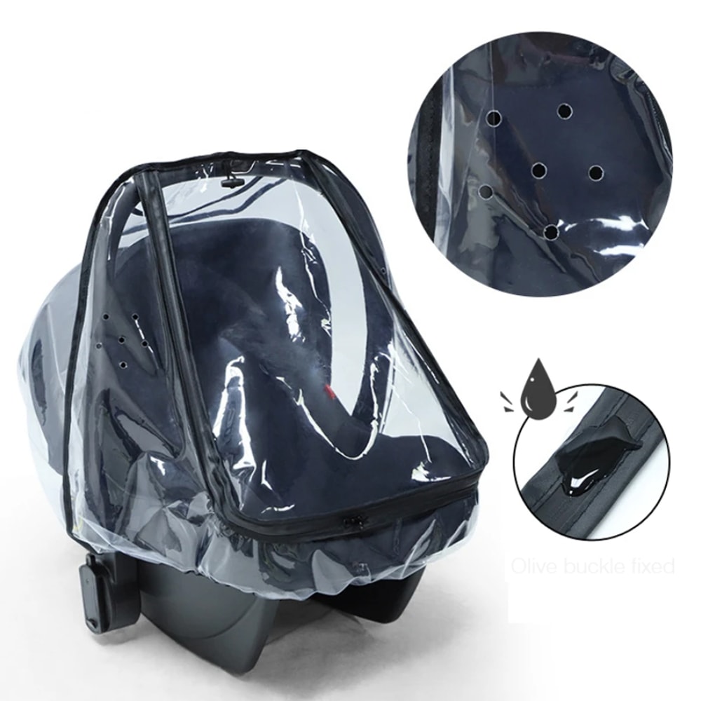 Transparent EVA Baby Safety Seat Rain Cover Double Zipper Dust Protection For Stroller Carriage Acc 1