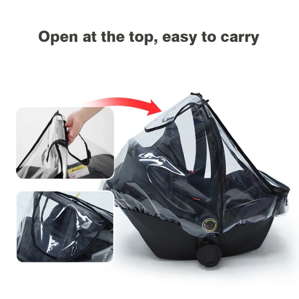Transparent EVA Baby Safety Seat Rain Cover Double Zipper Dust Protection For Stroller Carriage Acc 4