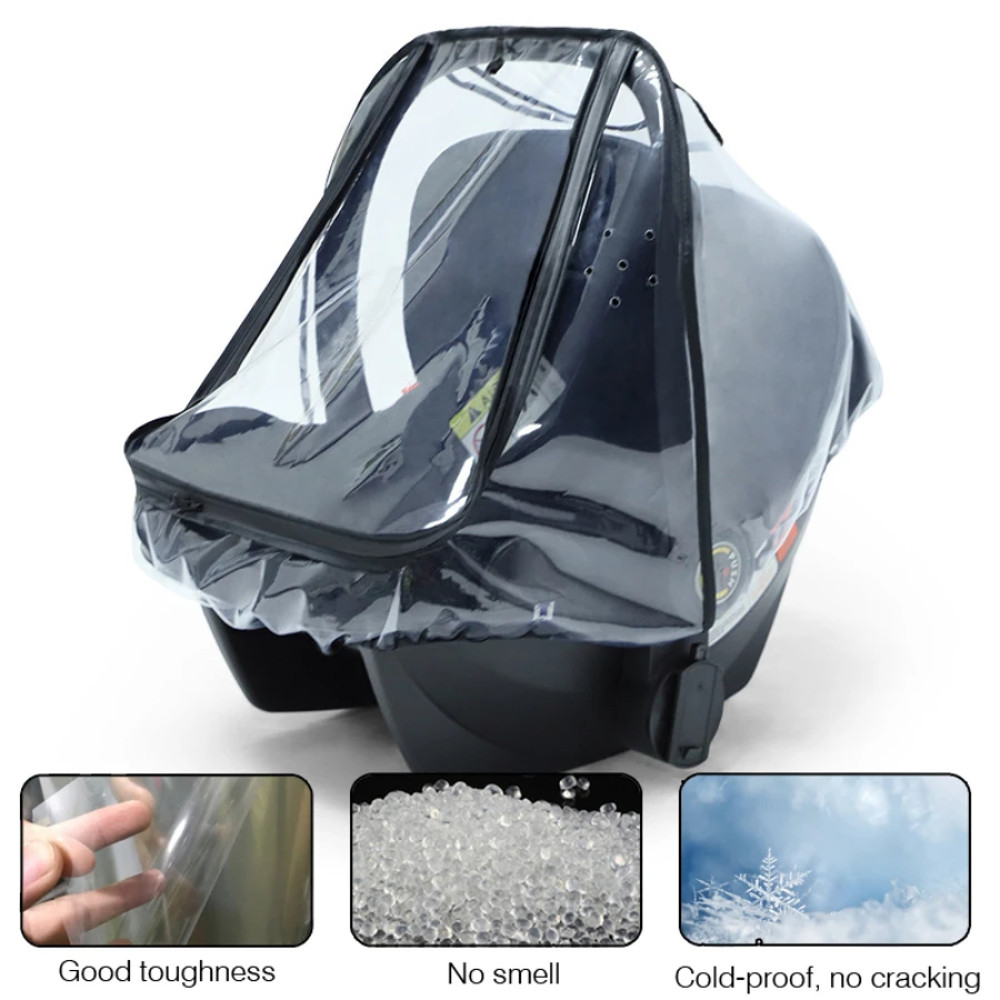 Transparent EVA Baby Safety Seat Rain Cover Double Zipper Dust Protection For Stroller Carriage Acc 5