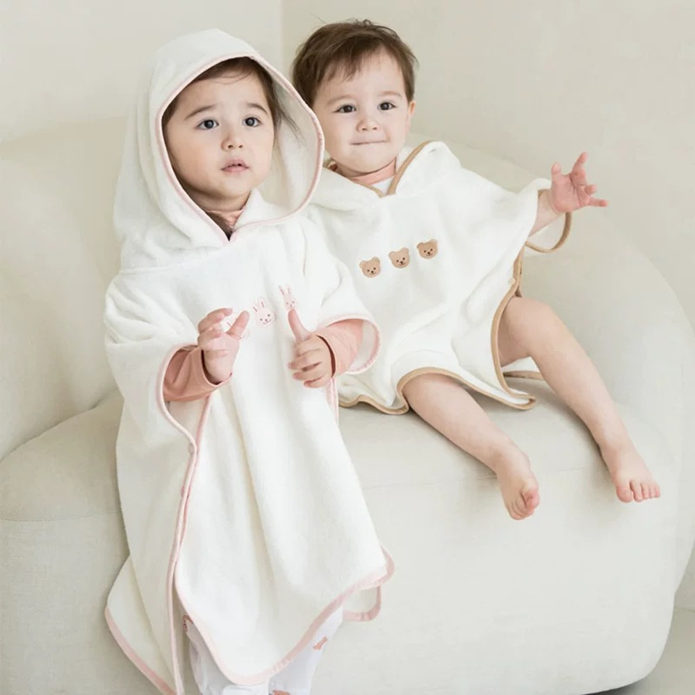 Cute Cartoon Animal Baby Bathrobe Hooded Soft Coral Velvet Towel For Toddlers 1