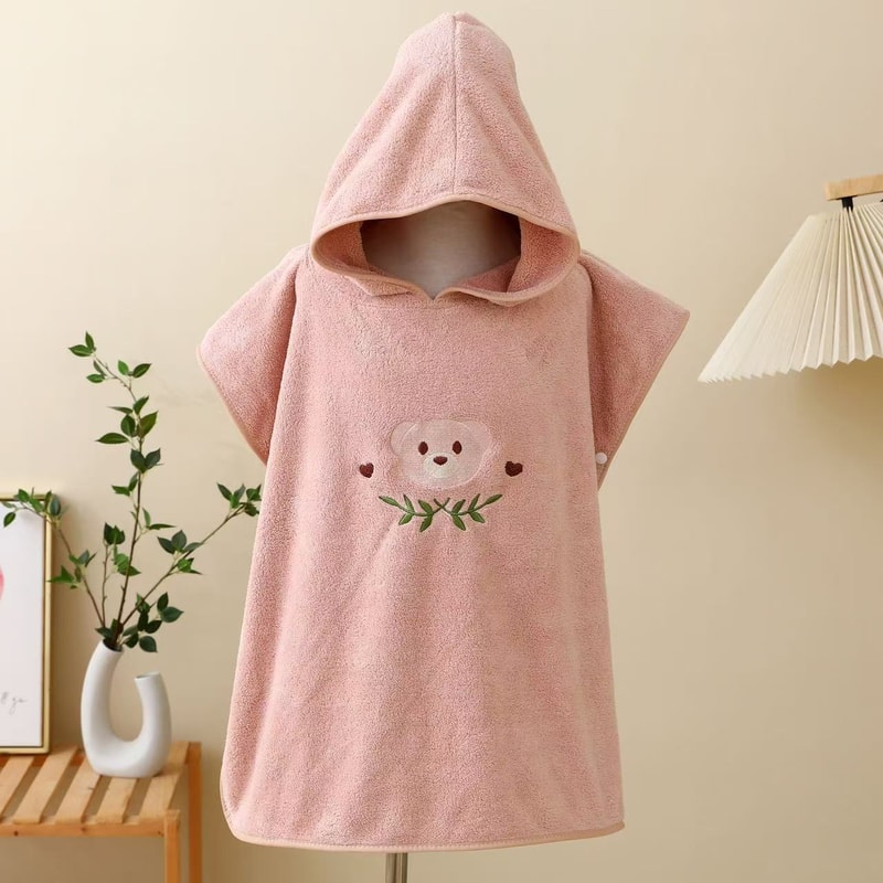 Cute Cartoon Animal Baby Bathrobe Hooded Soft Coral Velvet Towel For Toddlers 9