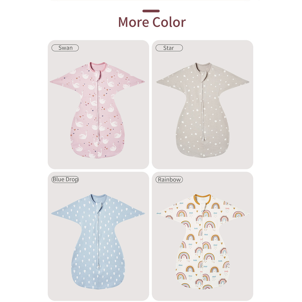 Newborn Baby Cotton Sleeping Bags Raised Hand Sleepsacks Antistartle Cartoon Blankets 5