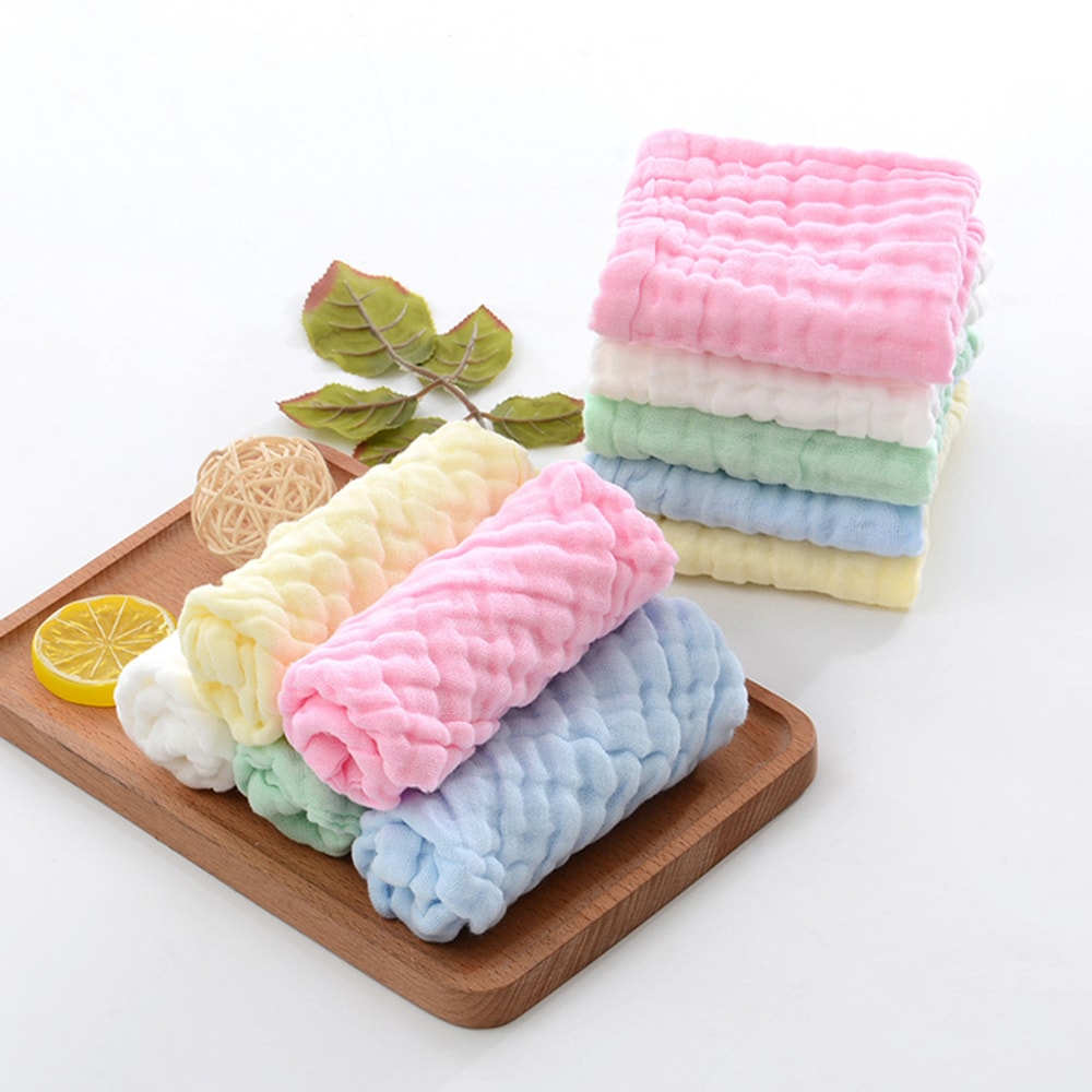 Soft Baby Towels Muslin Layers Cotton Face Towel Handkerchief Bathing Wipe Burp Cloth 1