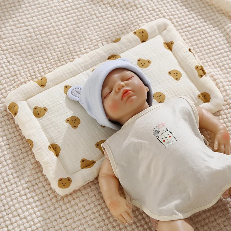 Cotton Gauze Baby Pillow Cushion, Soft Velvet Bean Pillow for All Seasons