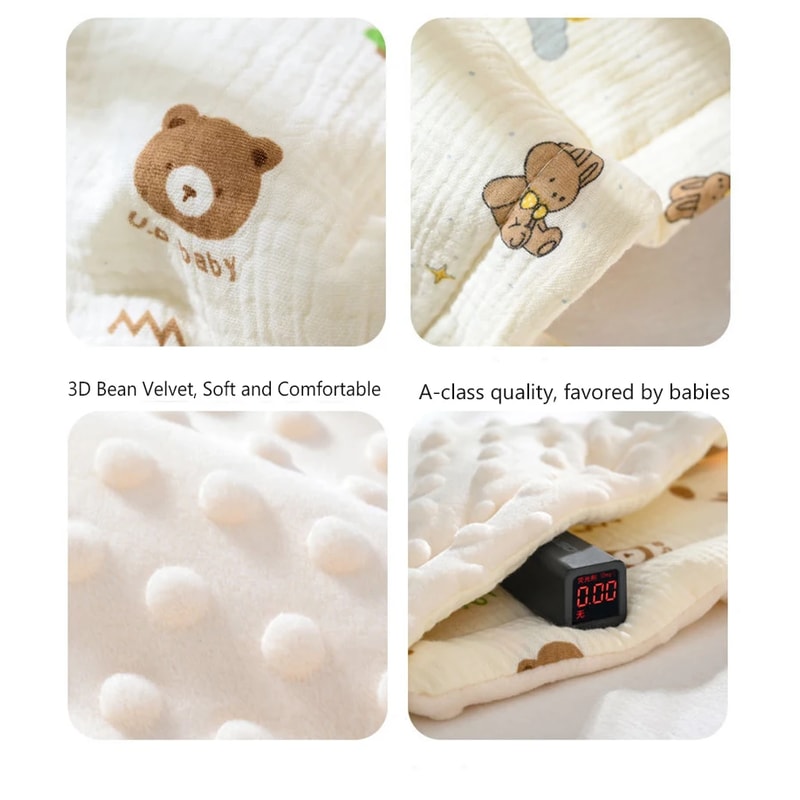 Cotton Gauze Baby Pillow Cushion, Soft Velvet Bean Pillow for All Seasons