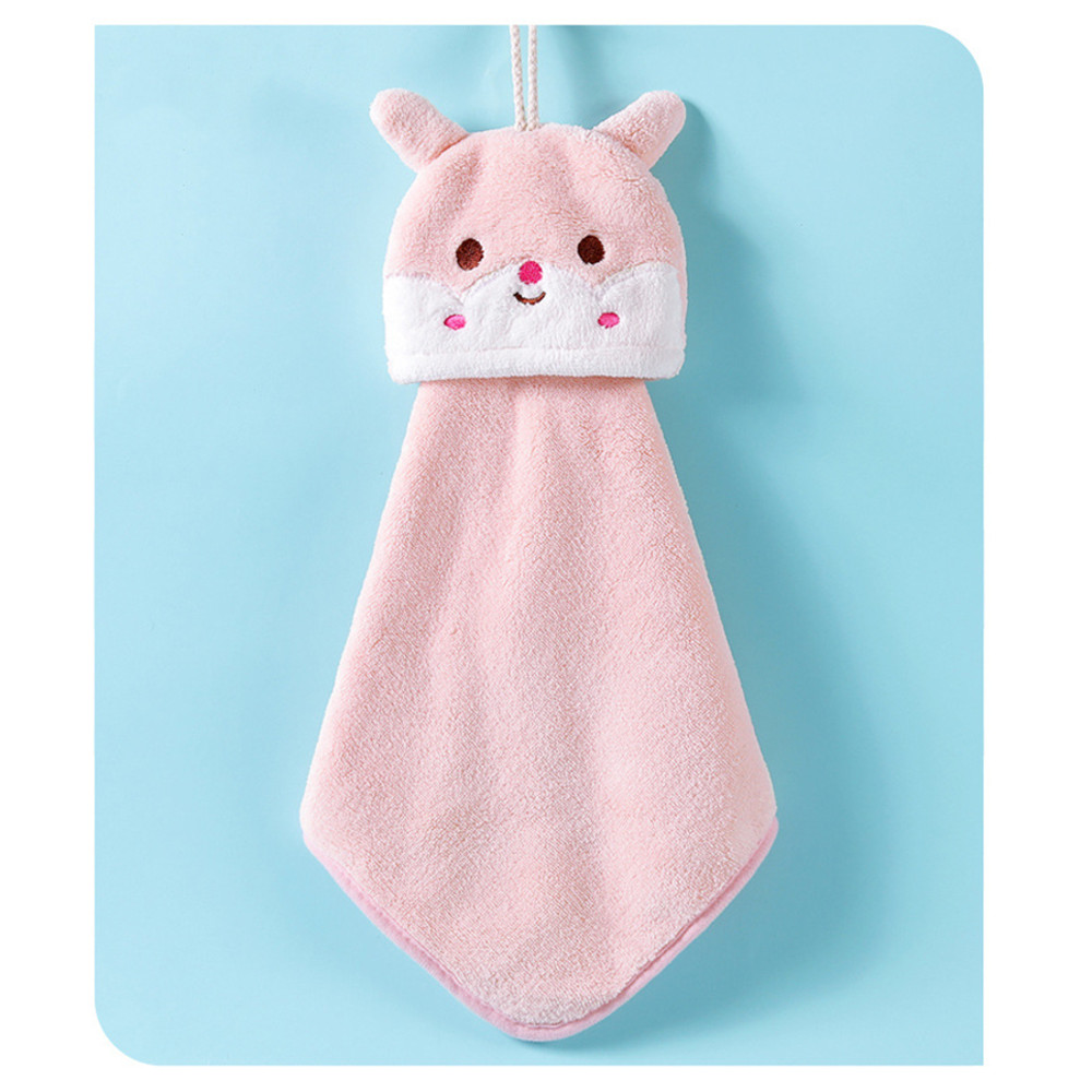 Coral Fleece Animal Hand Towels, Hanging Kid's Bath Towel, Super Absorbent Quick Drying Kitchen Towel