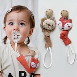 baby accessories, new wooden pacifier clip chain for newborn, cute cartoon animal nipple holder