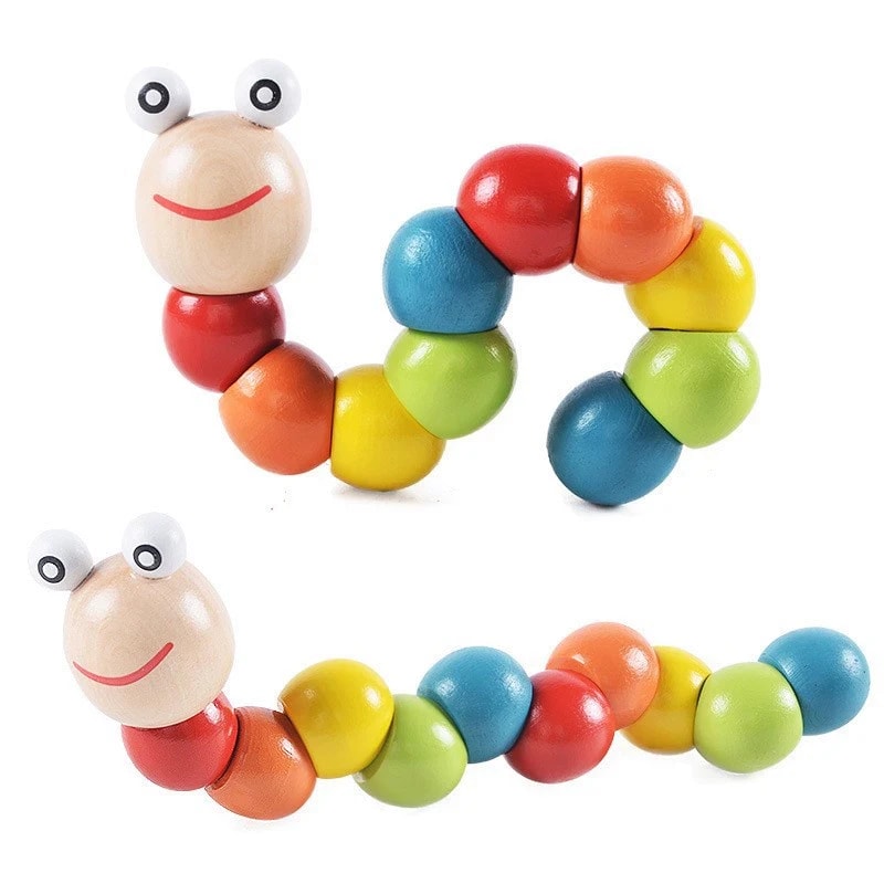 Bright Color Montessori Wooden Toys Adorable Caterpillar Puppet KTV Adults Kids Early Education Lea 1