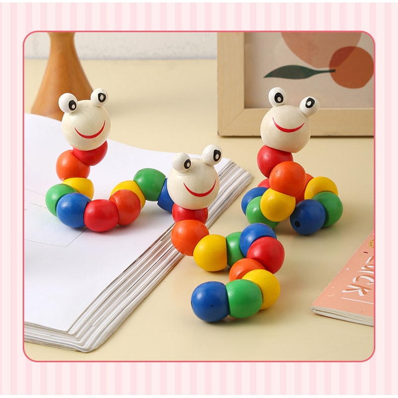 Bright Color Montessori Wooden Toys Adorable Caterpillar Puppet KTV Adults Kids Early Education Lea 0