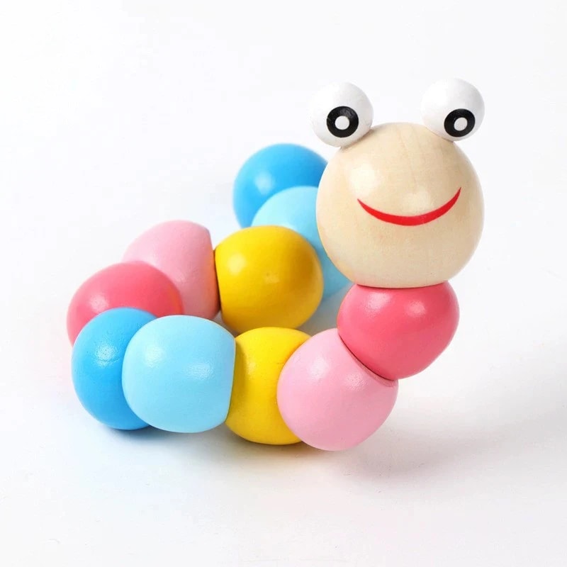 Bright Color Montessori Wooden Toys Adorable Caterpillar Puppet KTV Adults Kids Early Education Lea 3