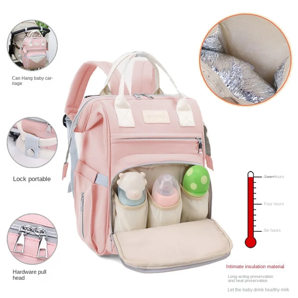 Multifunctional Portable Backpack Fashion Mommy Backpack Large Capacity Baby Diaper Bag For Strolle 3