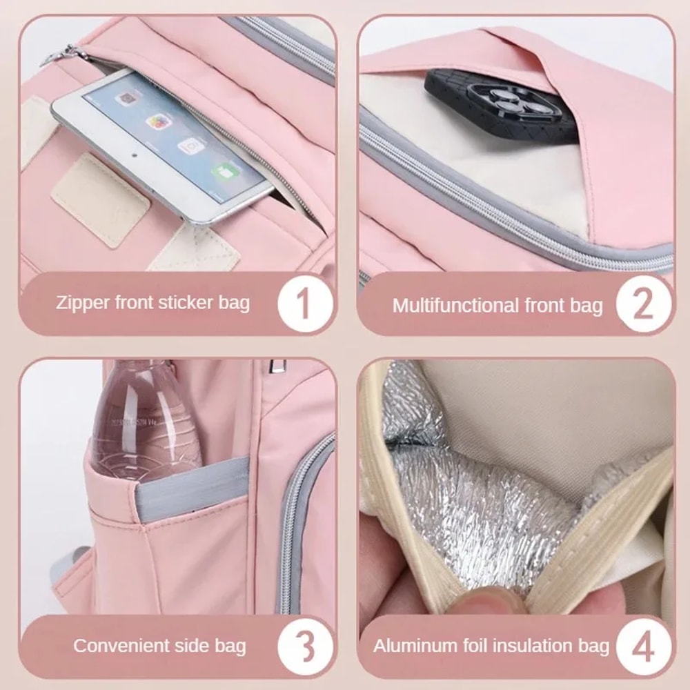 Multifunctional Portable Backpack Fashion Mommy Backpack Large Capacity Baby Diaper Bag For Strolle 4