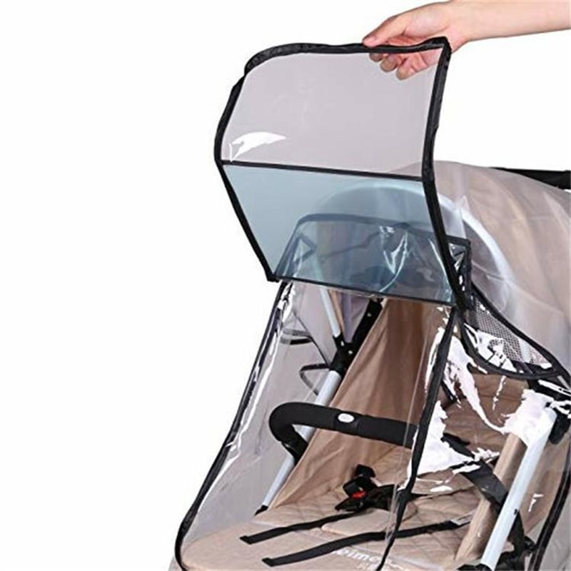 Waterproof EVA Baby Stroller Accessories Transparent Wind Dust Shield Rain Cover Zipper Open For Pu 2