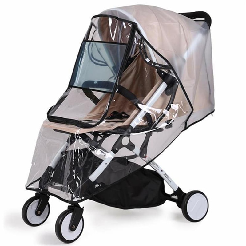 Waterproof EVA Baby Stroller Accessories Transparent Wind Dust Shield Rain Cover Zipper Open For Pu 5
