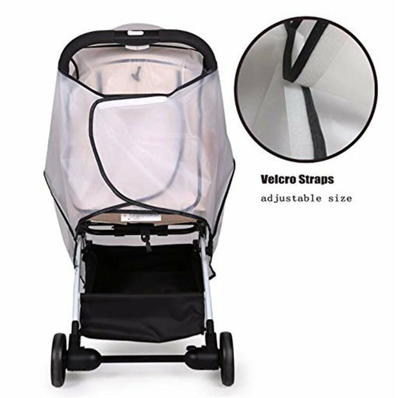 Waterproof EVA Baby Stroller Accessories Transparent Wind Dust Shield Rain Cover Zipper Open For Pu 4
