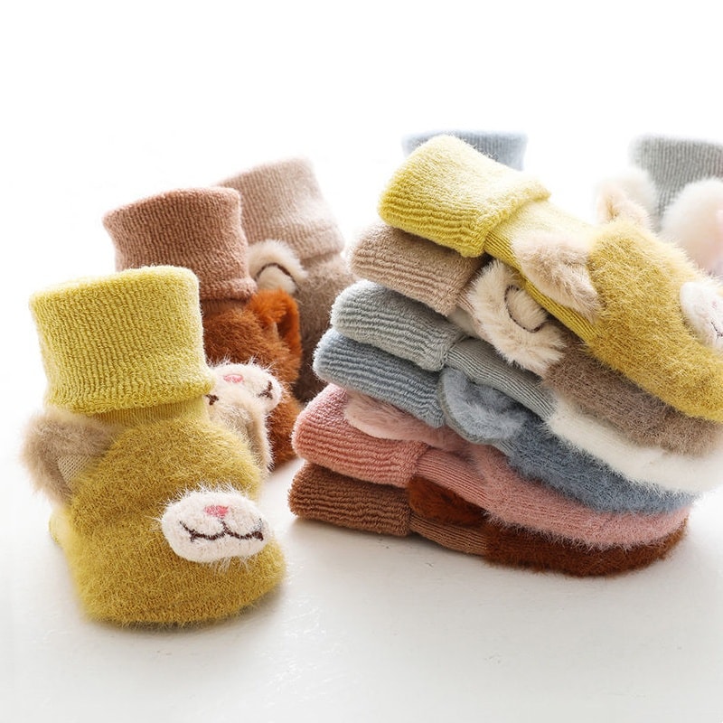 Cute Cartoon Infant Socks Terry Soft Anti Slip Winter Baby Socks For Girls Boys 2