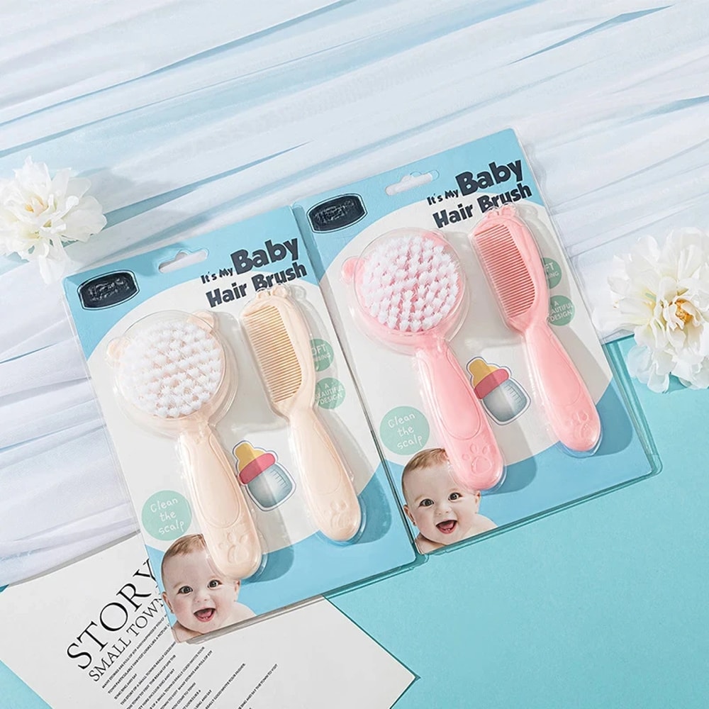Baby Care Comb Set, Anti-scratch Infant Comb, Hairbrush for Kids, Head Massager for Newborn Boy and Girl