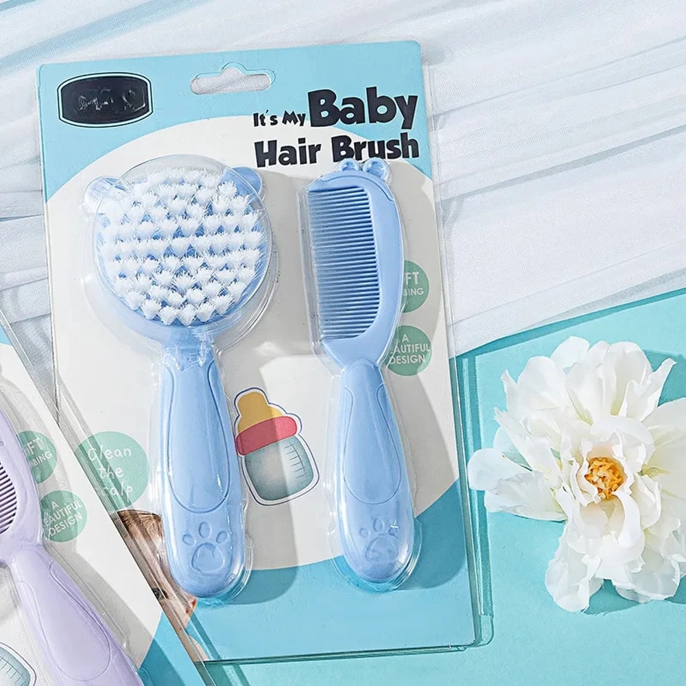 Baby Care Comb Set, Anti-scratch Infant Comb, Hairbrush for Kids, Head Massager for Newborn Boy and Girl