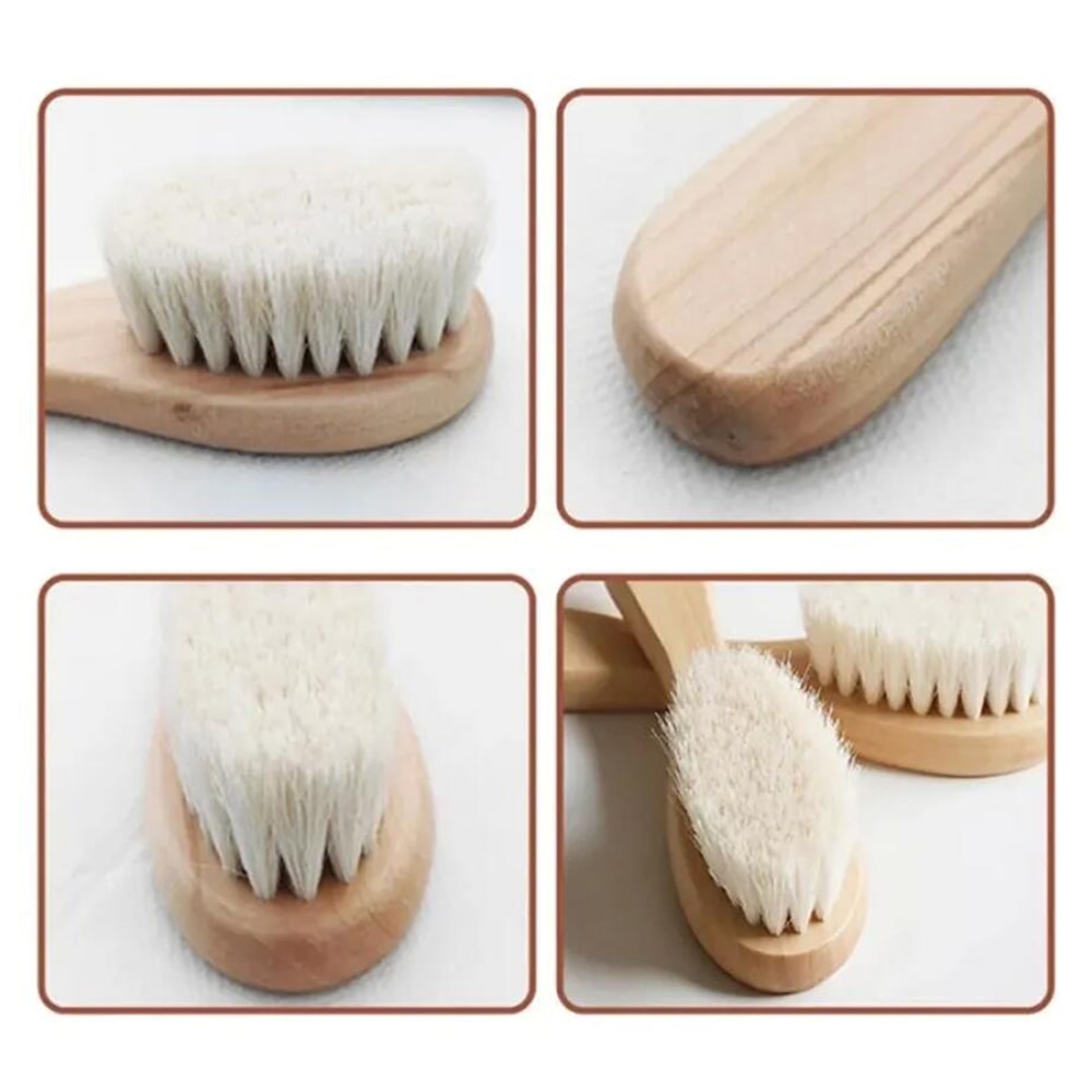 Soft Wool Baby Comb Set Beech Hair Brush Newborn Massager Baby Hair Soothing Baby Shower Gift Baby 1