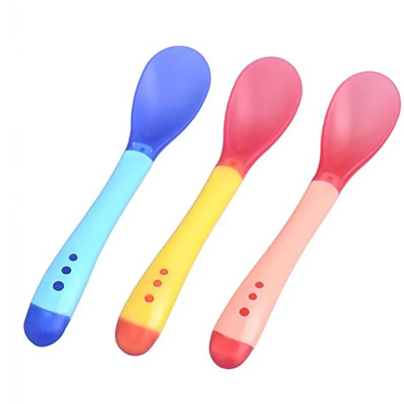 Plastic Baby Spoons Baby Temperature Change Fork Spoon Heat Sensitive Kids Tableware Small Toddlers 0