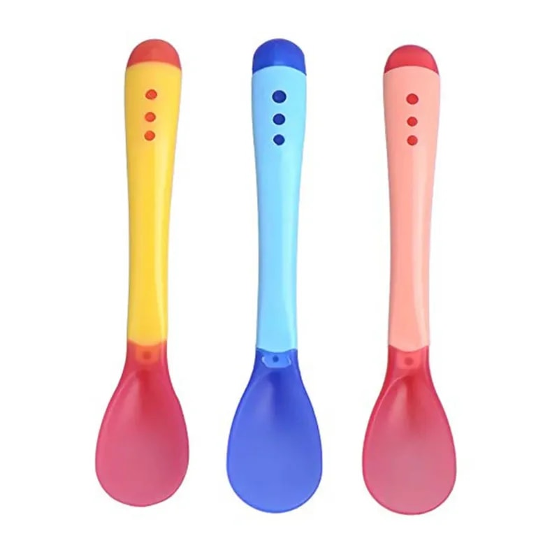 Plastic Baby Spoons Baby Temperature Change Fork Spoon Heat Sensitive Kids Tableware Small Toddlers 1