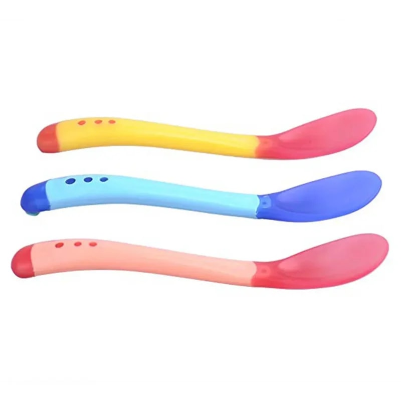 Plastic Baby Spoons Baby Temperature Change Fork Spoon Heat Sensitive Kids Tableware Small Toddlers 2