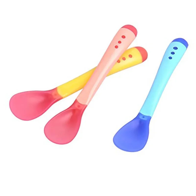 Plastic Baby Spoons Baby Temperature Change Fork Spoon Heat Sensitive Kids Tableware Small Toddlers 3