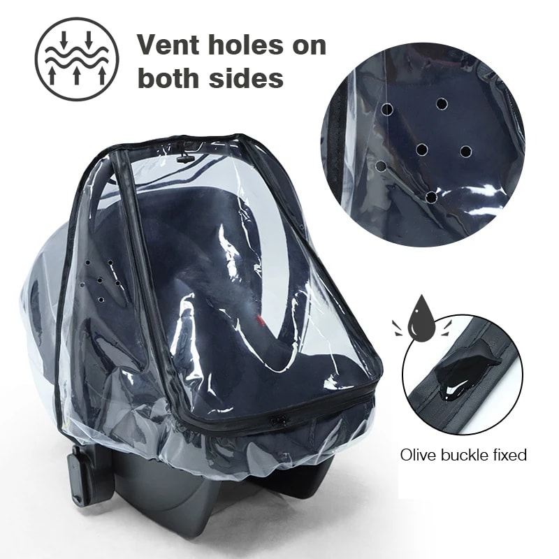 Windproof Baby Safety Seat Rain Cover Transparent EVA Stroller Dust Cover With Mosquito Net For Bab 4