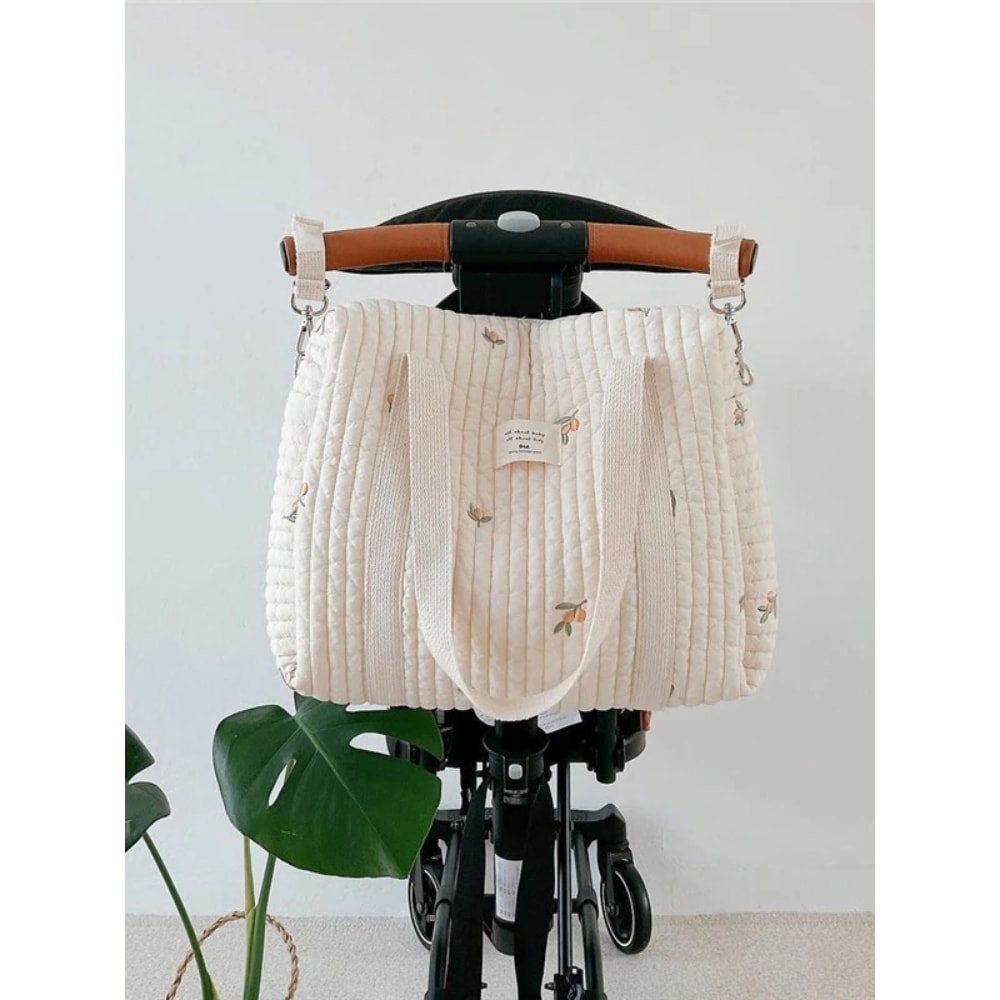 Korea Style Mummy Shoulder Bag Quilted Embroidery Diaper Bag Large Stroller Organizer For Newborn B 0