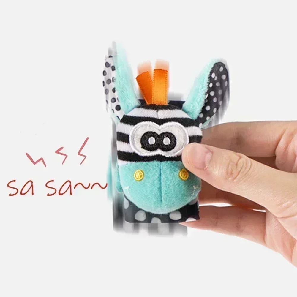 Toddler Socks With Bug Wrist Strap Rattle Baby Animal Foot Socks Pacifier Toys 2