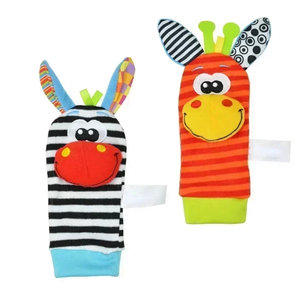Toddler Socks With Bug Wrist Strap Rattle Baby Animal Foot Socks Pacifier Toys 6