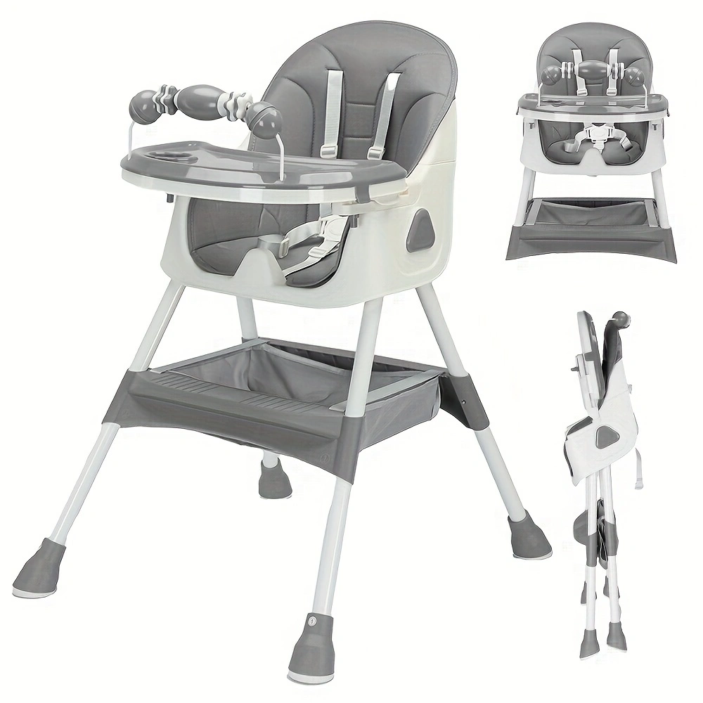 Easy To Clean Foldable Baby High Chair With ToyRack And Large Antislip Pad 0
