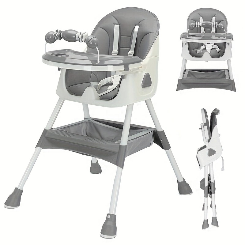 Easy To Clean Foldable Baby High Chair With ToyRack And Large Antislip Pad 0