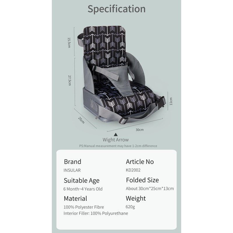 High Cushion Baby Dining Chair Portable Foldable AntiSlip Childrens Seat Travel Supplies For Kids 4