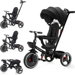 adjustable canopy baby stroller tricycle ride bike by ubravoo, sitting & lying, quick disassembly & assembly