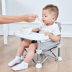 baby portable foldable dining chair, child comfortable feeding seat, beach chair with plate, seat belt for kids, camping