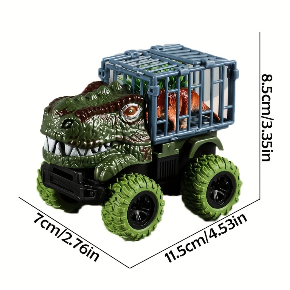 TRex Dinosaur Transport Truck Pull Back Car Toys With Dino Figures For Toddlers 4