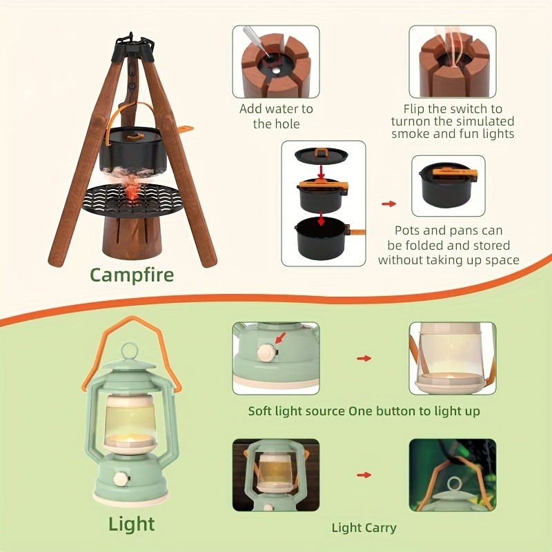 Pretend Play Kids Camping Set With Tent Campfire Watch And Gift Bag 3