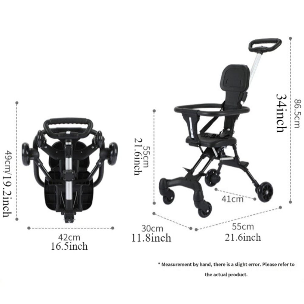 Lightweight Baby Stroller For Toddler Oneclick Folding Twoways Cart With Swivel Front Wheel And Can 5