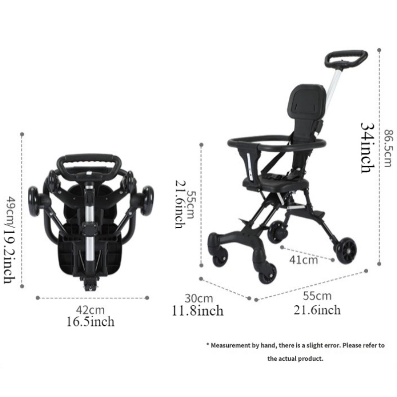 Lightweight Baby Stroller For Toddler Oneclick Folding Twoways Cart With Swivel Front Wheel And Can 5