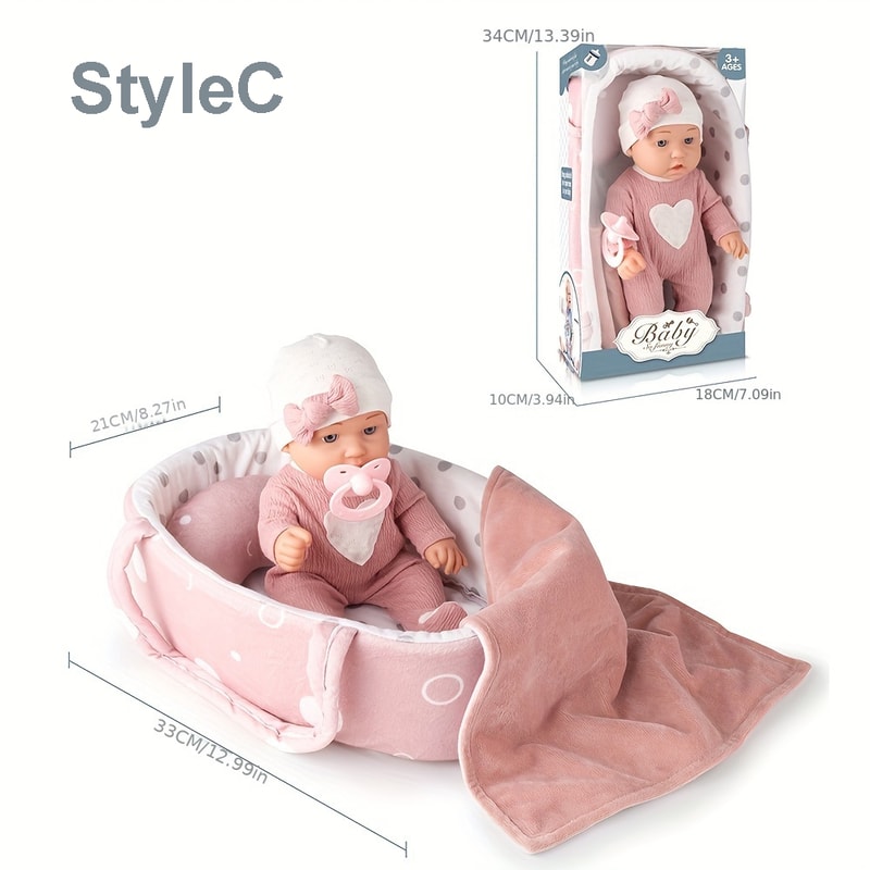 Christmas Gift For Kids Vinyl Reborn Doll Toy Baby Doll Playset With Accessories Pink Pacifier 4