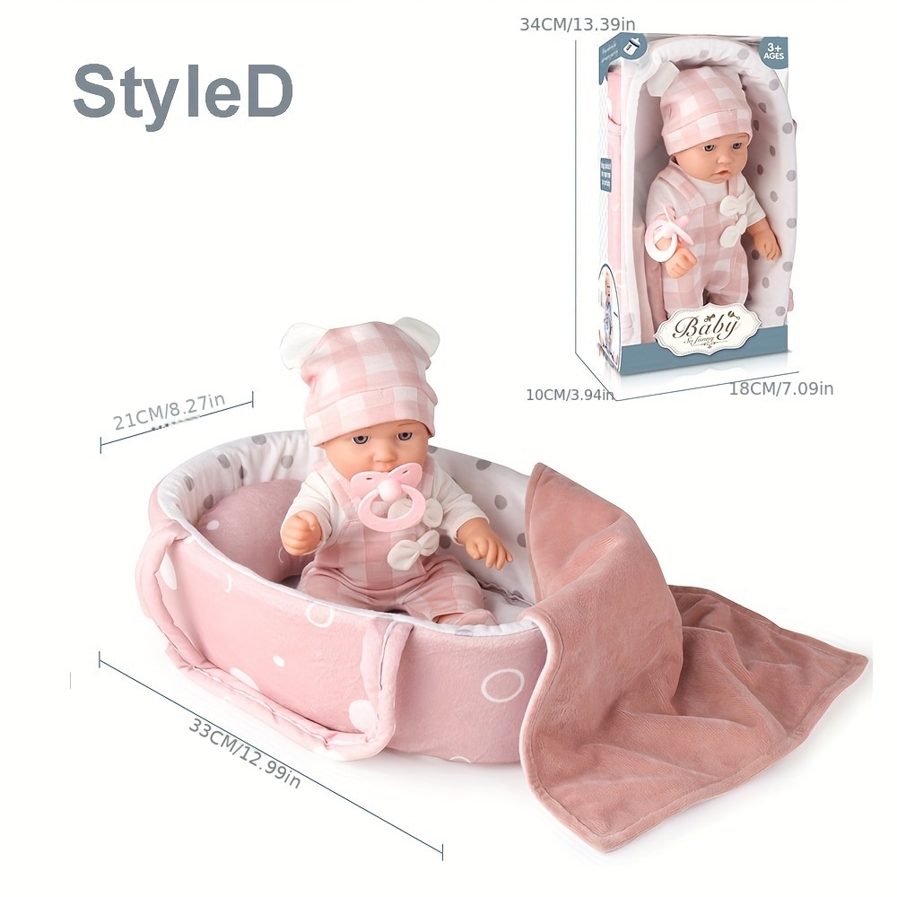 Christmas Gift For Kids Vinyl Reborn Doll Toy Baby Doll Playset With Accessories Pink Pacifier 5