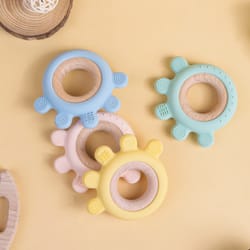 cartoon rudder shape baby toys, silicone teether baby toys, chewing training, baby care equipment baby gifts