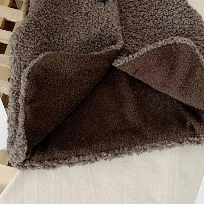 Girls Boys Plush Vest Autumn Winter Baby Lamb Wool Plus Velvet Waistcoat V Neck Child Warm Coat 4