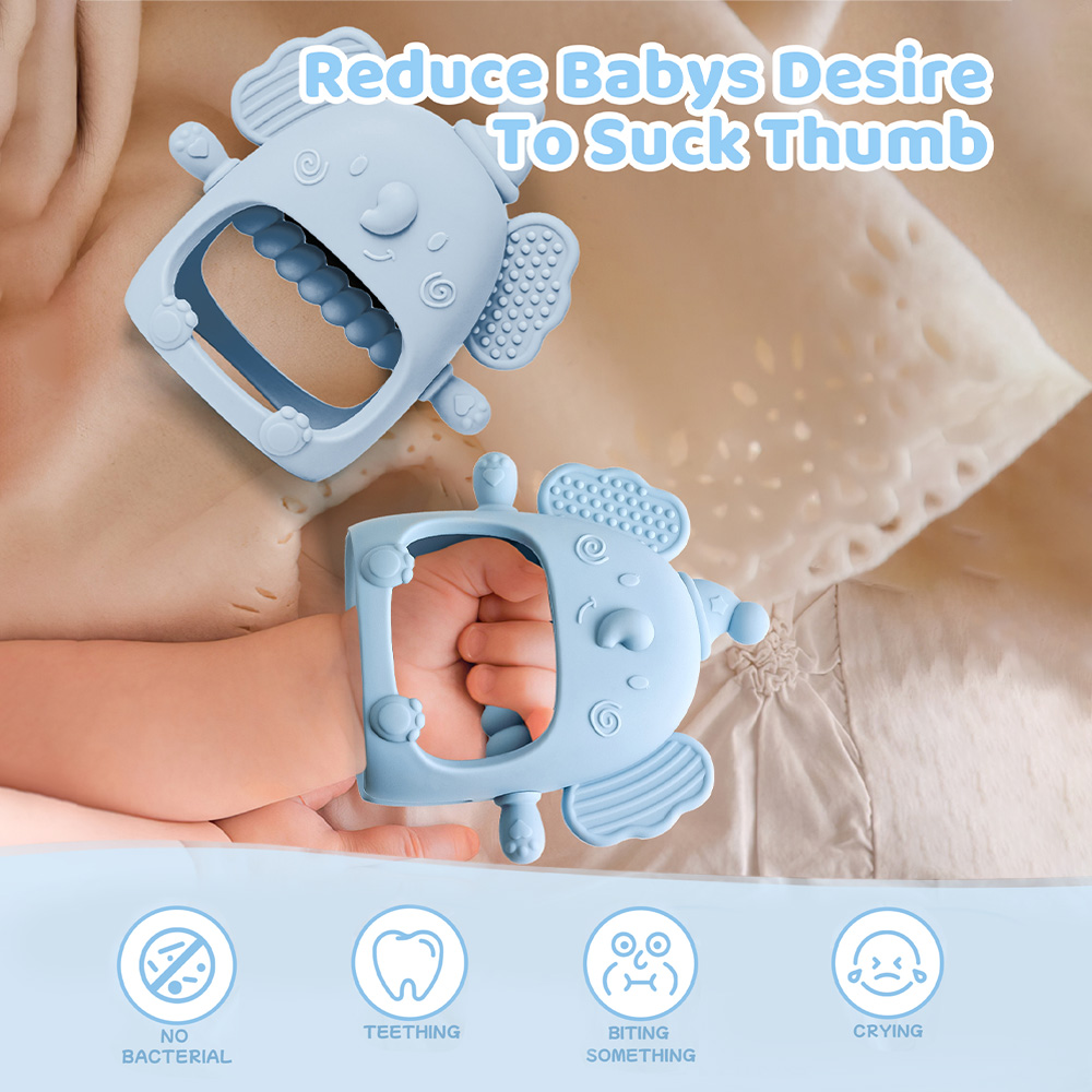 Pacifier Bracelet, Silicone Baby Teether Gloves, Anti-Eating Biting Toys with Teething Stick for Infants