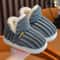 Childrens Winter Stripe Plush Slippers Nonslip Soft Sole Heel Wrap High Cotton Shoes Kids Boys Girl 2